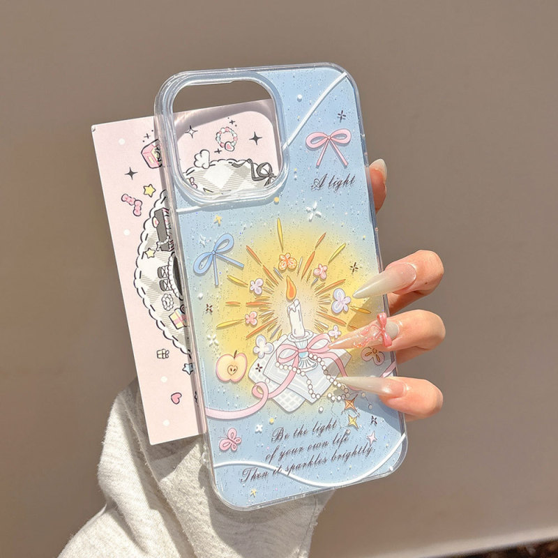 グリッターシェル雲キャンドルリボン Apple 16PM かわいい 13 携帯電話ケース iphone15pro 保護に適しています|undefined