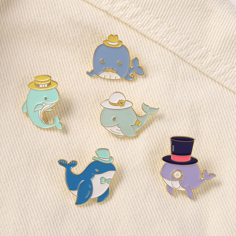 Cute Whale Alloy Stoving Varnish Unisex Brooches display picture 2