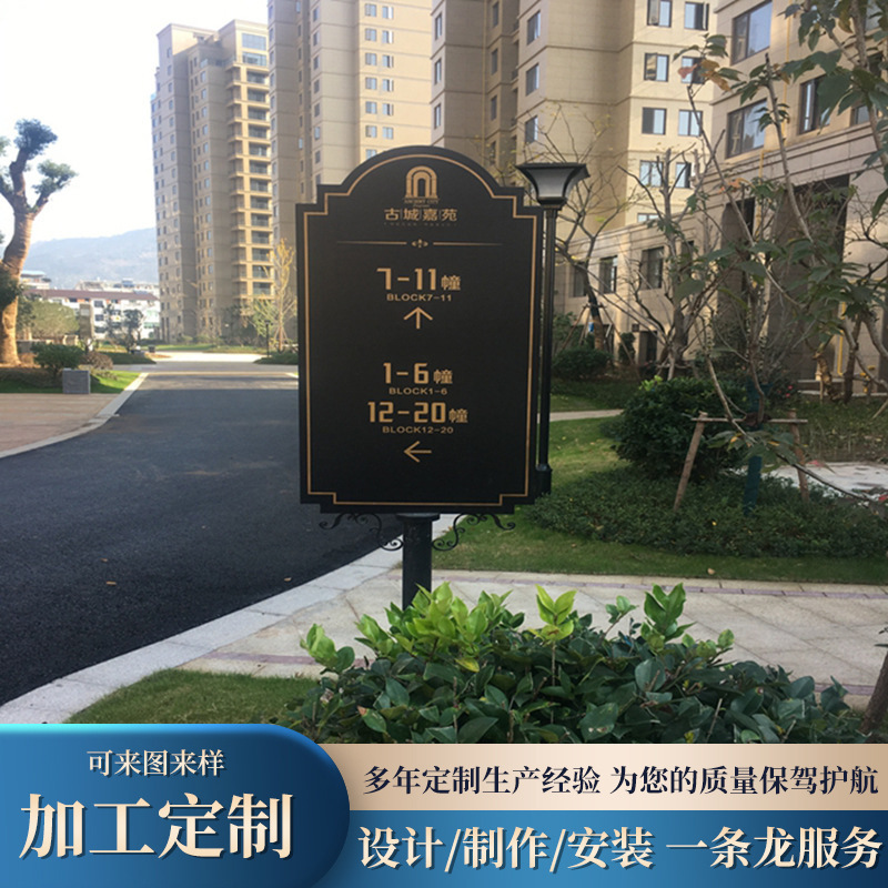 标识设计小区公园烤漆导向牌景区标识不锈钢镀锌板标识景区介绍牌