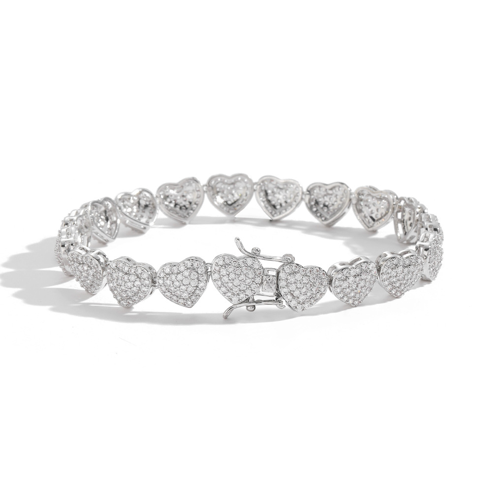 Zircon Inlay Material Bracelets Classification Wholesale Jewelry Vintage Style Classic Style Heart Shape Copper Zircon Plating Bracelets