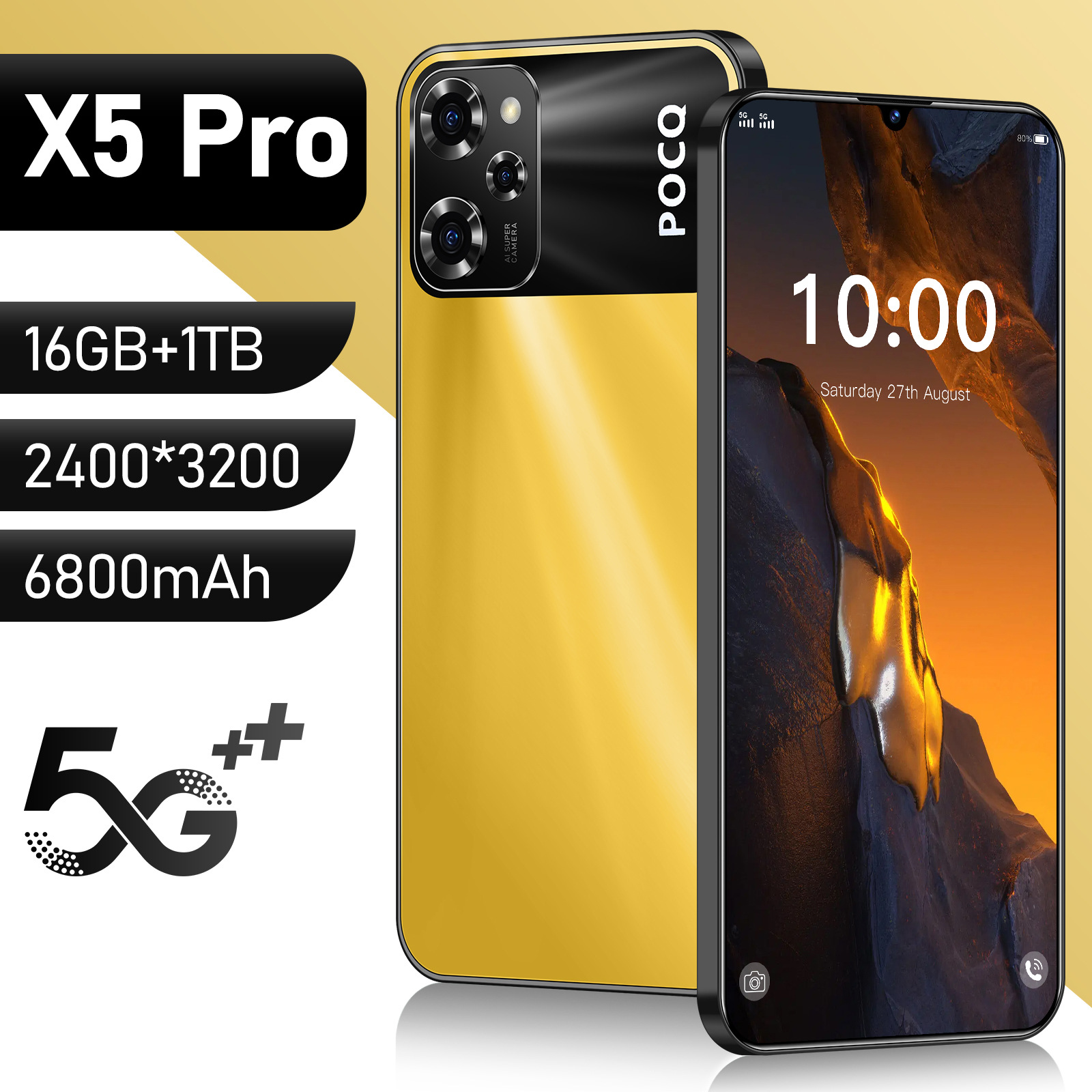 X5 Pro跨境手机7.3寸水滴屏智能2+16手机厂家批发外贸现货代发