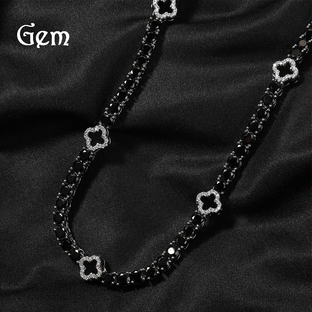 black tennis necklace with clasp hip-hop style