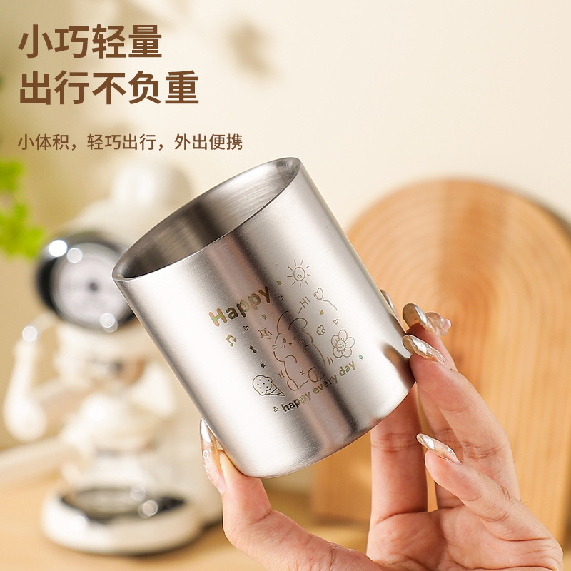 316 tazas de agua de acero inoxidable para niños, jardín de infantes a prueba de quemaduras, tazas de agua potable, tazas de leche caseras de doble capa, tazas de boca