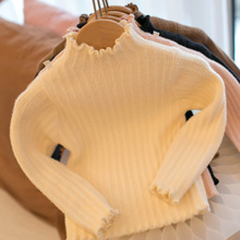 一件代发 2025秋冬款女童半高领纯色百搭打底毛衣打底衫