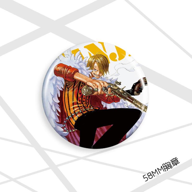 Insignia pirata 58mm Luffy Joba Sauron Nami Xiangji Ace insignia de dibujos animados broche de regalo