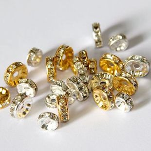 6mm/8mm diamond ring copper diamond bead spacer with diamond spacer handmade diy jewelry accessories bracelet necklace material