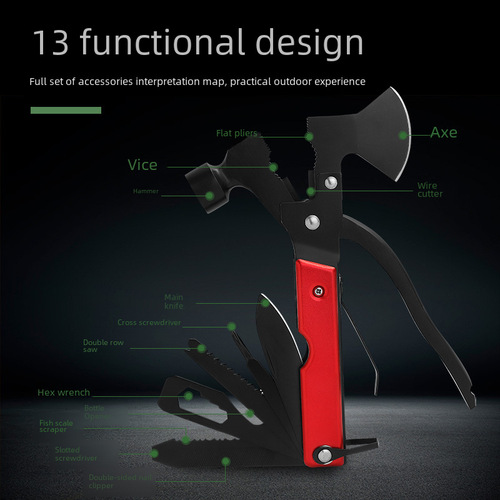 Multi-functional axe hammer, survival hammer, multi-functional ground nail hammer, outdoor camping tools, outdoor camping axe
