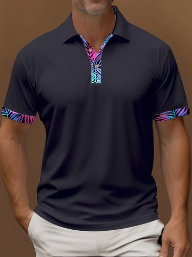 Men's polo shirt New style neckline cuff contrasting color business casual summer polo shirt short-sleeved men