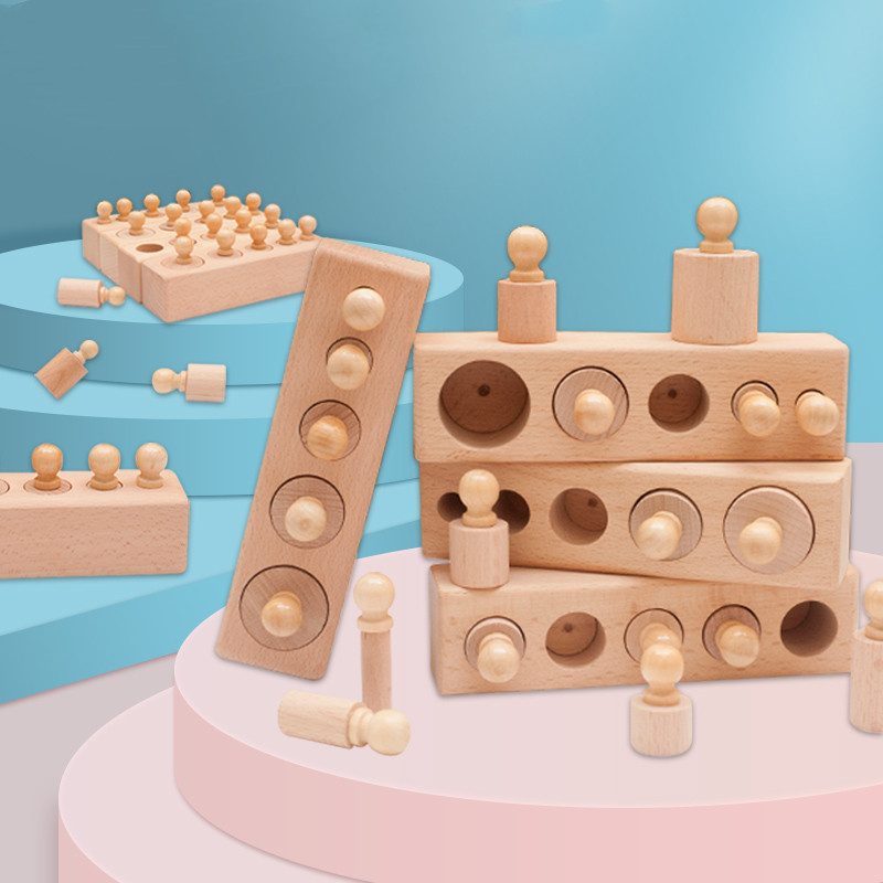 Children's Teaching Aids Montessori Early Education Educational Intelligence Development Toys2-3-4-5 Years Old Wooden Socket Cylinder Boys And Girls