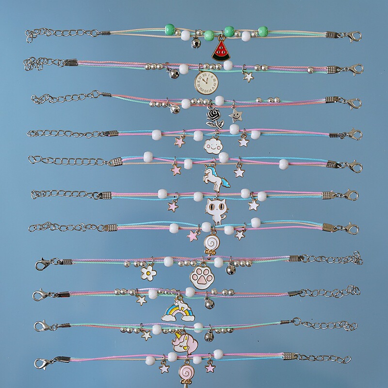 Cross-Border Pearl Bracelet Wholesale Simple Personalized Multi-Color Bracelet Unicorn Oil Dripping Cartoon Student Bracelet Female Bracelet