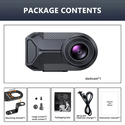 Wifi Motorcycle Camera Dvr Dash Cam with Loop Recording and Night Video, Compatible with Apple and Android Mobile Devices (Motorcycle driving recorder) - foreign-version-recorder-without-memory-card