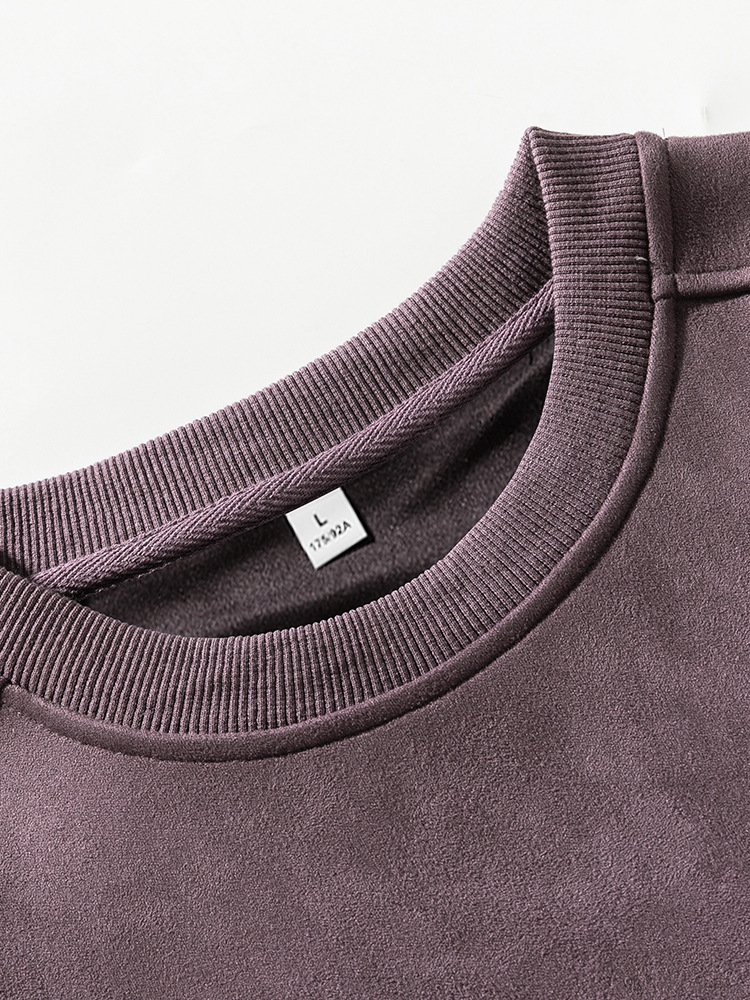 質感のアメリカのレトロなスエードの丸首のパーカーの男性の春の新型のカップルの帽子のプルオーバーは二開ができます。