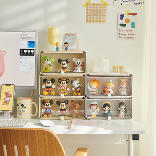 Pull-out Bubble Mart Blind Box Desktop Storage Box Doll Doll Display Cabinet Dustproof Doll Hand-held Display Rack