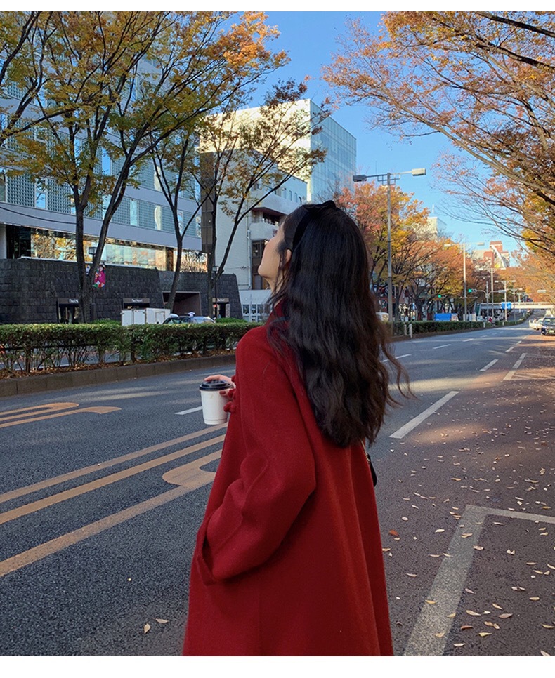 Women's Woolen Coat - Elegant Buttoned Autumn And Winter Overcoat_voghion.com