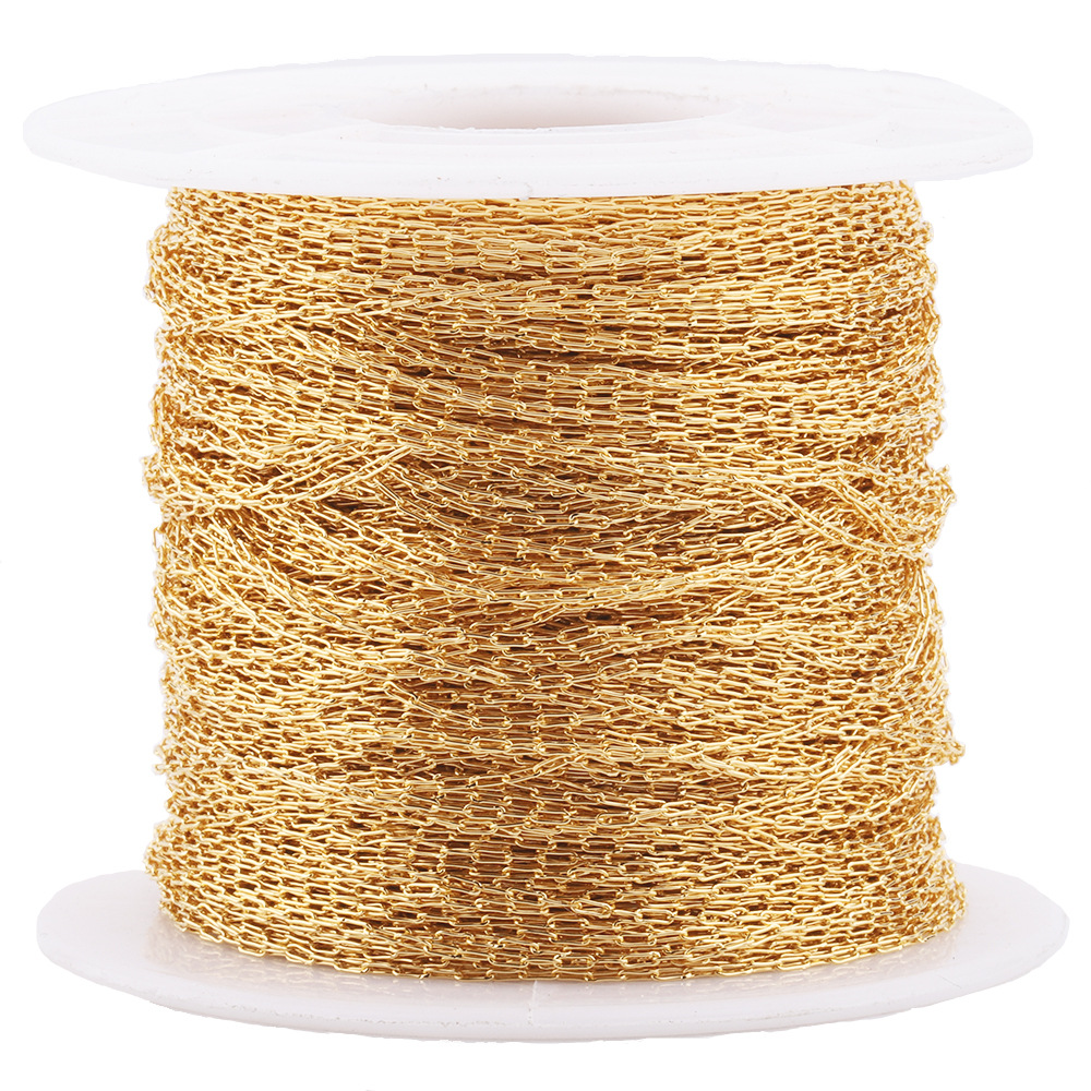 DIY Jewelry Accessories Classification 1 Roll Quantity 1 Roll 10m 304 Stainless Steel 18K Gold Plated Solid Color Polished Chain