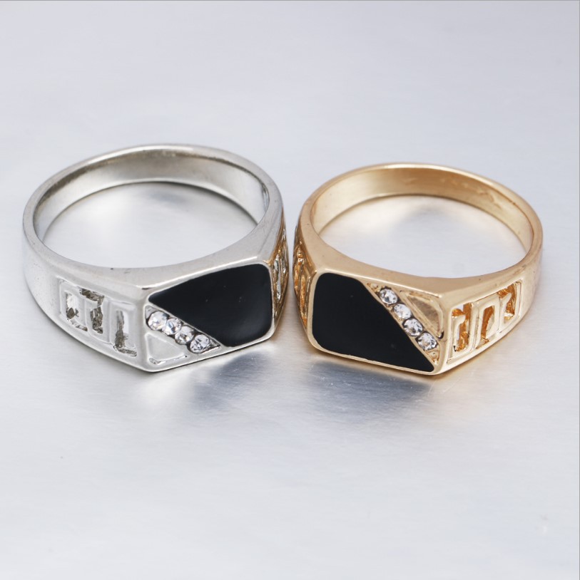 Hip-hop Geometric Rectangle Stainless Steel Epoxy Plating Inlay Zircon Unisex Rings display picture 4