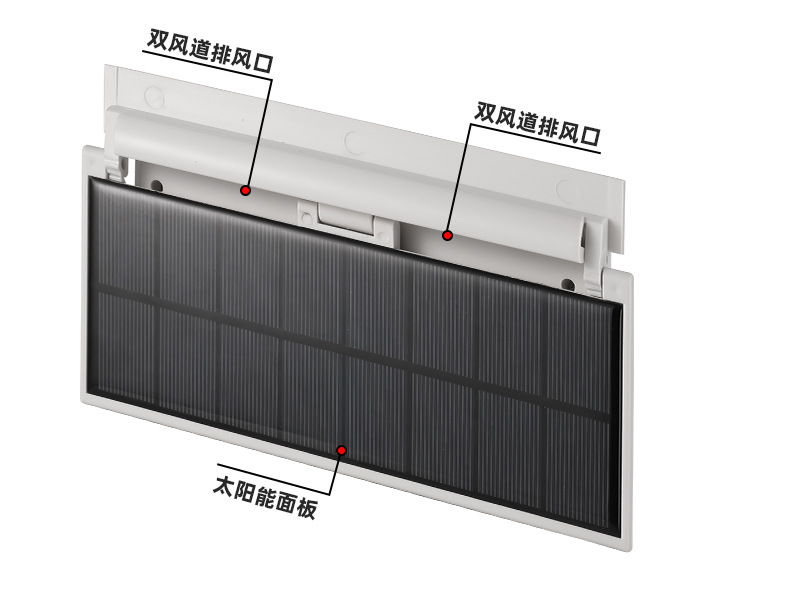 Summer Solar-Powered Dual-Head Car Exhaust Fan, Car Cooling Solar Ventilation Fan, Circulating Exhaust Air Fan