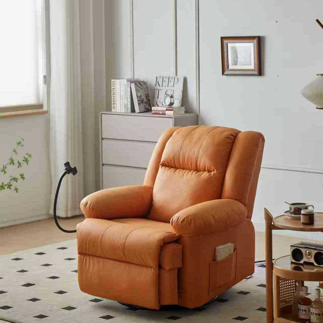 Sofá eléctrico espacial, mecedora simple perezosa, sofá de sala de estar, silla reclinable de masaje giratorio multifuncional