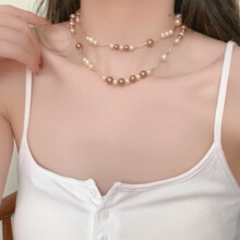 时尚轻奢风珍珠叠戴项链女小众设计高级感锁骨链秋冬百搭毛衣配饰