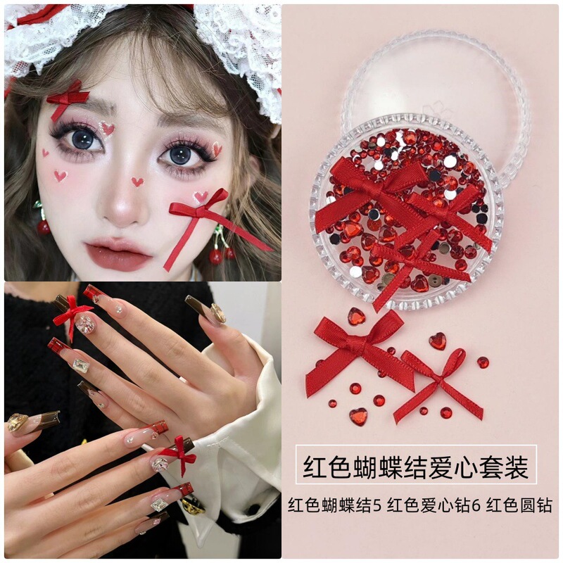 Stage Performance Photo Makeup Manicure Hair Decoration Fabric Bow Heart Diamond Pearl Eye Makeup Jewelry Stage Performance Photo Makeup Manicure Hair Decoration Fabric Bow Heart Diamond Pearl Eye Makeup Jewelry