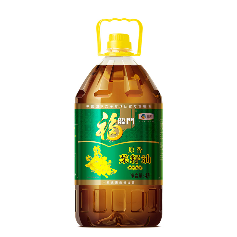 福临门非转基因原香菜籽油4L家用烹饪炒菜食用油压榨大桶装菜籽油