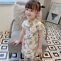 Children's summer new styles, children's slim-fit cheongsam dress, little girl princess dress, Chinese-style retro dress.