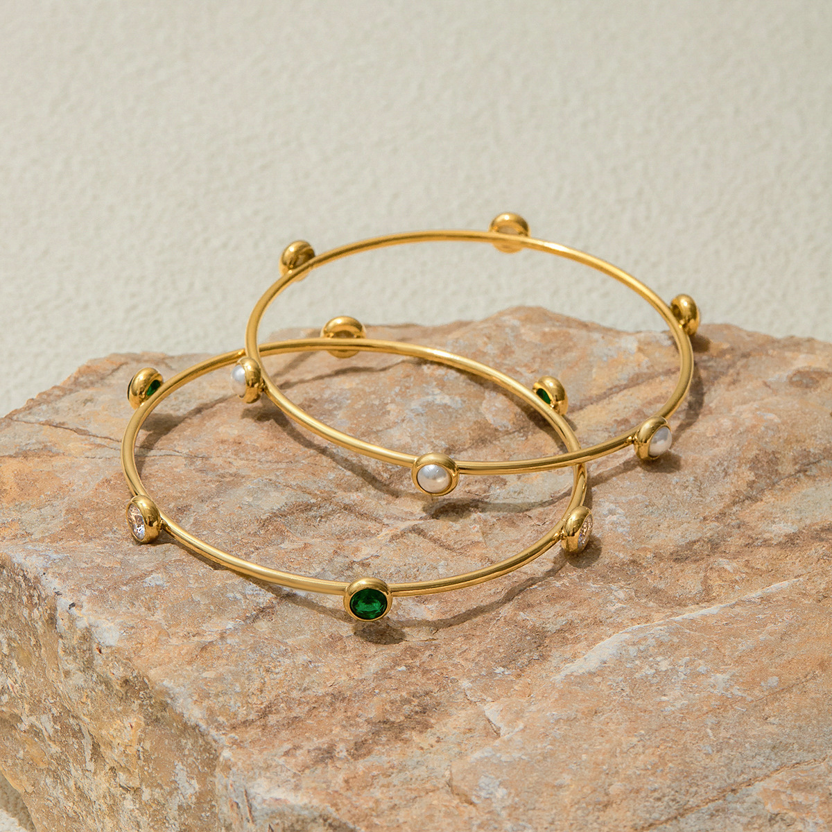 Jeding pulsera de perlas de acero inoxidable para mujer joyería de acero inoxidable de alta calidad joyería explosiva transfronteriza pulsera de acero de titanio de 18k