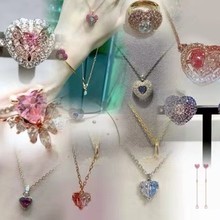 高级感爱心小众高级耳钉手镯项链套装