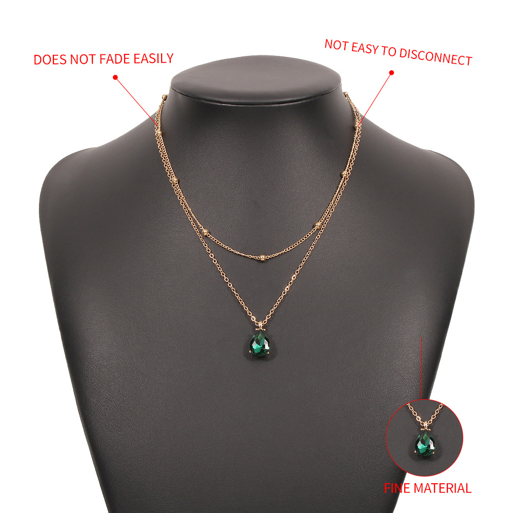 Fashion Alloy Water Drop Pendant Geometric Double Layer Necklace display picture 6