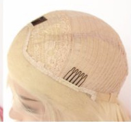 Fibra química de alta temperatura seda de oro ligero de moda europea y americana de encaje frontal tres pequeñas trenzas pelucas de trenza LW0088