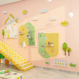 LW96幼儿园环创主题墙面装饰成品布置走廊楼梯大厅毛毡板文化墙贴