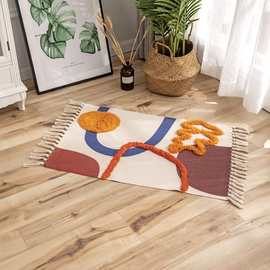 进门入户地垫数码印花植绒地垫 现代简约客厅玄关装饰编织地毯
