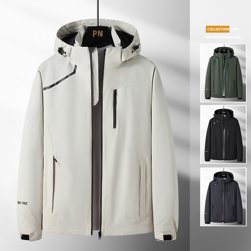 Spring Single Layer Thin Soft Shell Jacket Men's Windproof and Waterproof Windbreaker Large Size Outdoor Jacket Overcoat Mountaineering Sports