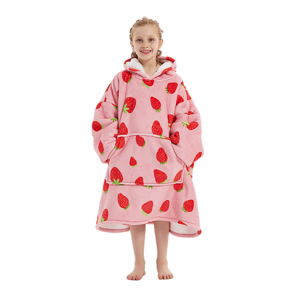 Sudadera con Capucha Tipo Manta para Niños, Estilo Nuevo de Otoño e Invierno, Franela, Doble Capa, Gruesa, Cálida, Talla Grande