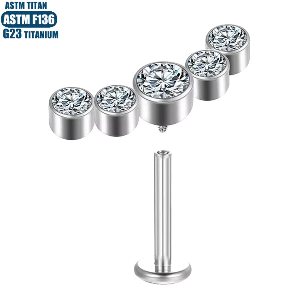 16G labret stud size and finish detail