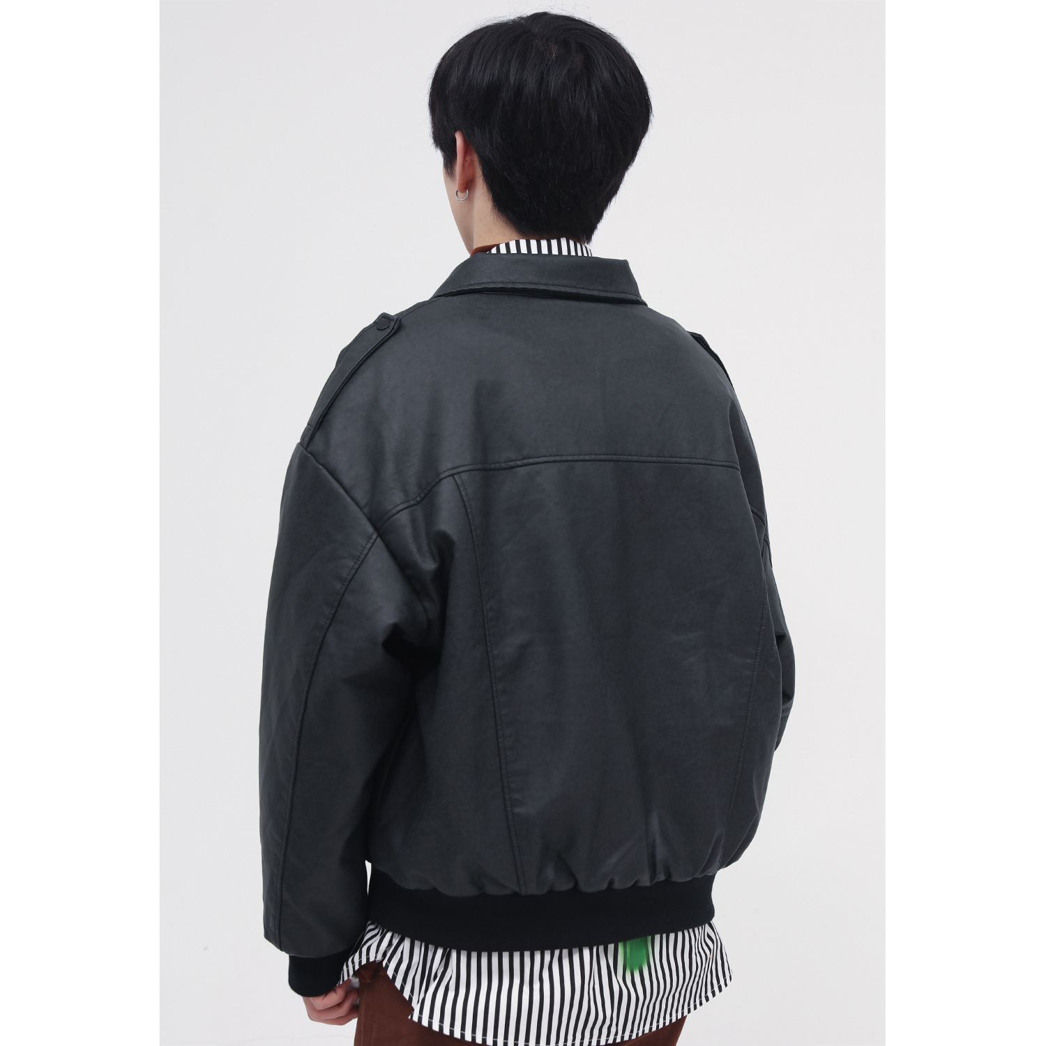 Ropa de Hombre | Invierno nuevo estilo retro de Hong Kong chaqueta de cuero de motocicleta estilo coreano chaqueta acolchada de moda para hombres y mujeres