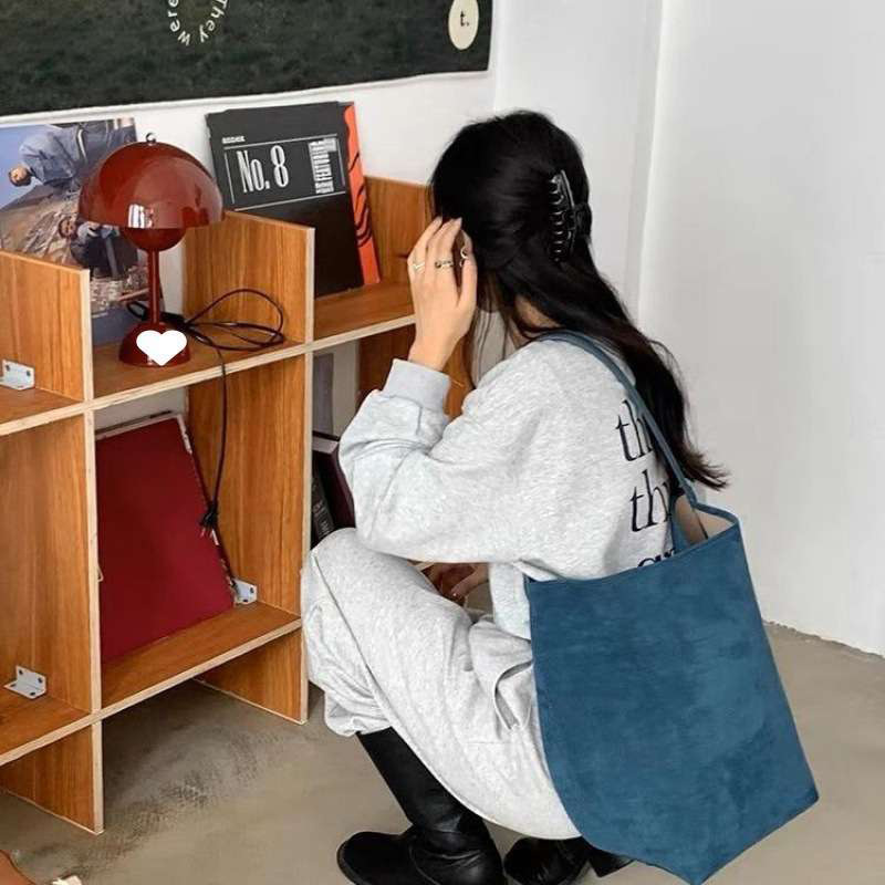 Row水桶包柔软麂皮牛皮水桶磨砂皮大容量通勤单肩手提托特包|undefined