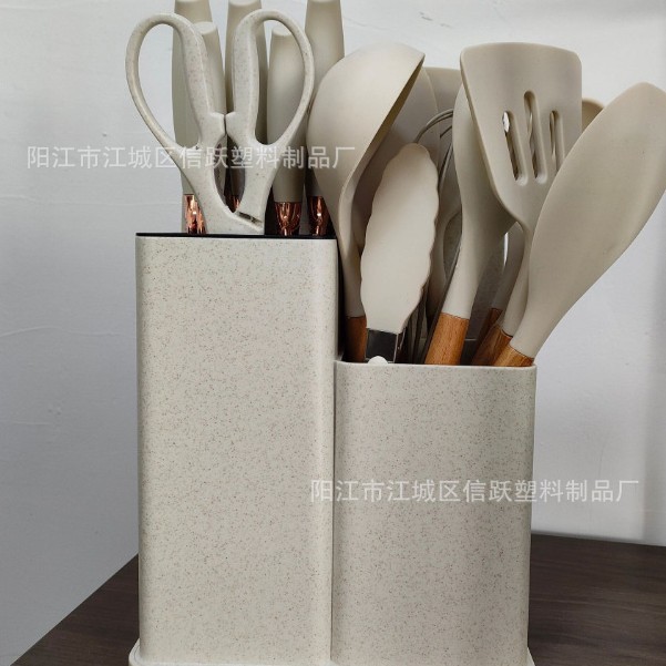 Kit de cuchillos de cocina de silicona resistente al calor cuchillos de cocina mango de madera cuchillo de cocina adesivo de silicona blanco rosa regalo de San Valentín