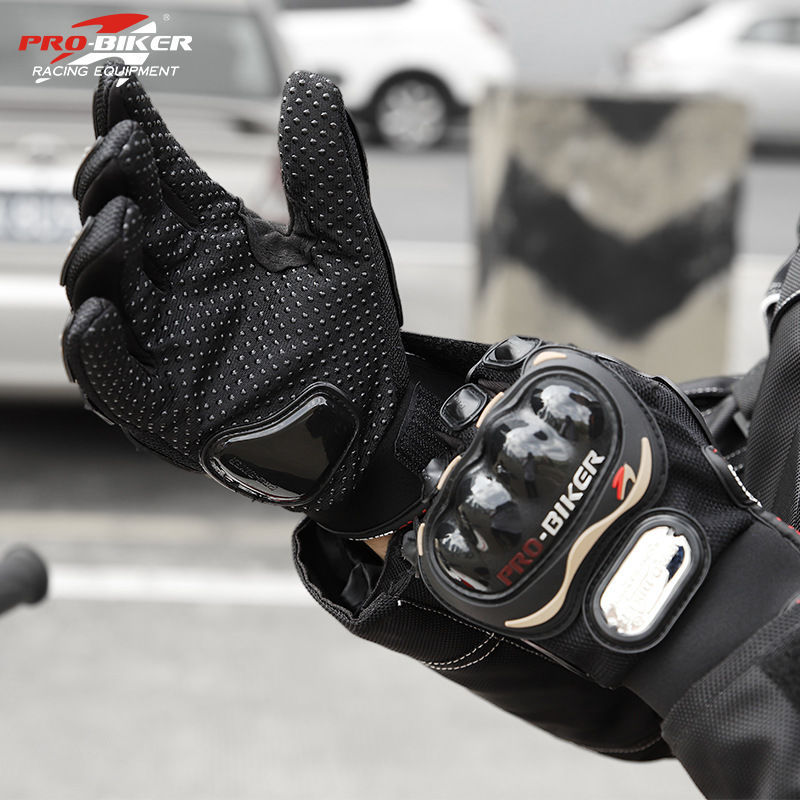 Guantes de moto todoterreno primavera y verano dedo completo antideslizante resistente a la caída pantalla táctil transpirable Knight Racing medio dedo guantes