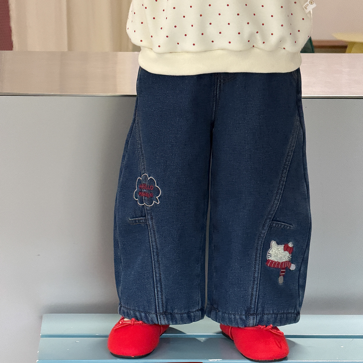 Embroidered scimitar pants