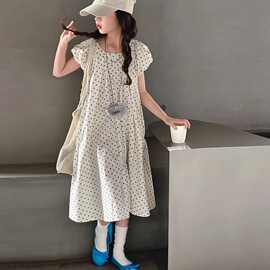 2026夏季新款韩版休闲波点圆领连衣裙时髦泡泡袖棉布女童连衣裙