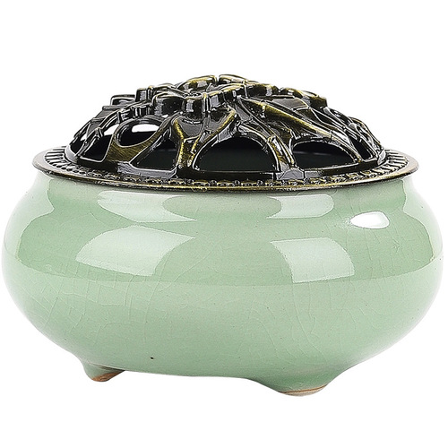 Mo Xiang Yun Ceramic Incense Burner Household Creative Ornament Three-Foot Guanyao Ice Crack Kiln Transformation Indoor Coil Incense Burner