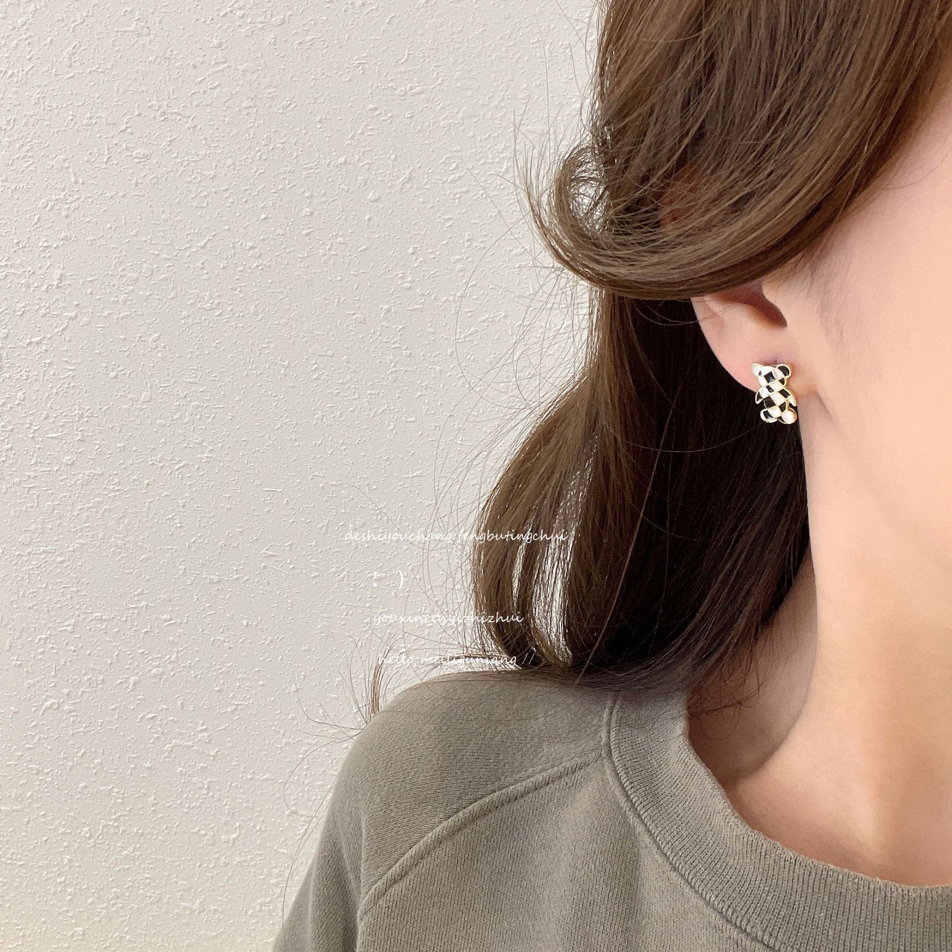 1 Pair Fashion Bear Alloy Enamel Womenu0027S Ear Studs