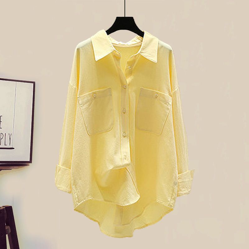 Damenbekleidung Stylisches Hemd Camisole Weste Schmaler Jeansrock Übergröße Damen Herbst-Outfit-Set - Stylisches Hemd, Tanktop & Jeansrock 3-teiliges Set_voghion.com