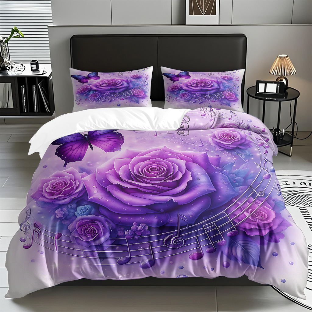 TEMU / JIT multivariado rosa digital impresión set edredón suave piel transpirable fábrica de origen textil