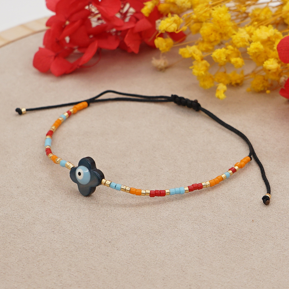 Simple natural shell lucky eyes rice beads handwoven colorful beaded braceletpicture3