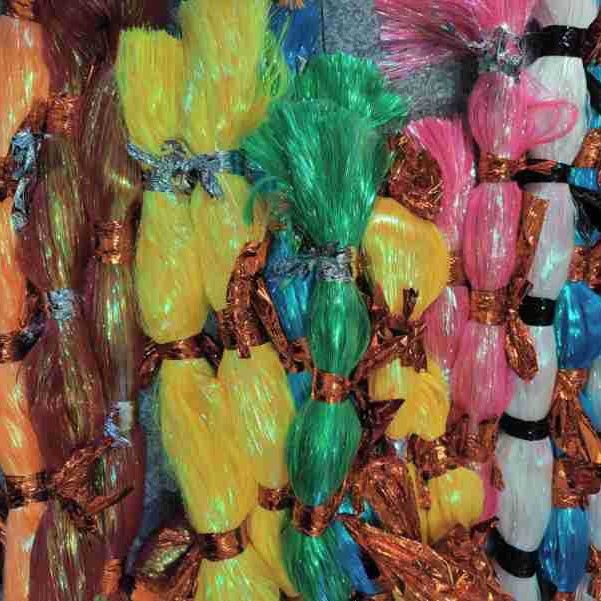 湖蓝金属丝纤维粉红幻彩弄皱波纹条状草黑幻彩丝草珠帘填充丝片