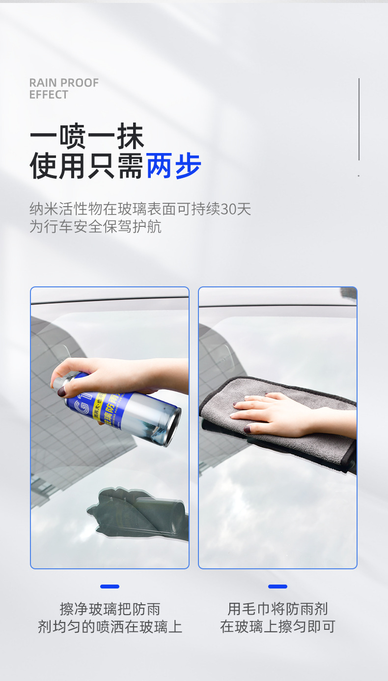 Carefully Selected Car Window Glass Cleaning and Anti-Rain, Anti-Fog Spray, Automotive Glass Rain Repellent, Rearview Mirror Water Repellent