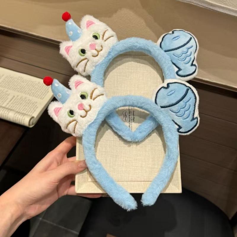 猫咪小鱼发箍可爱卡通创意毛绒公仔发卡乐园拍照洗脸头箍发饰头饰|undefined