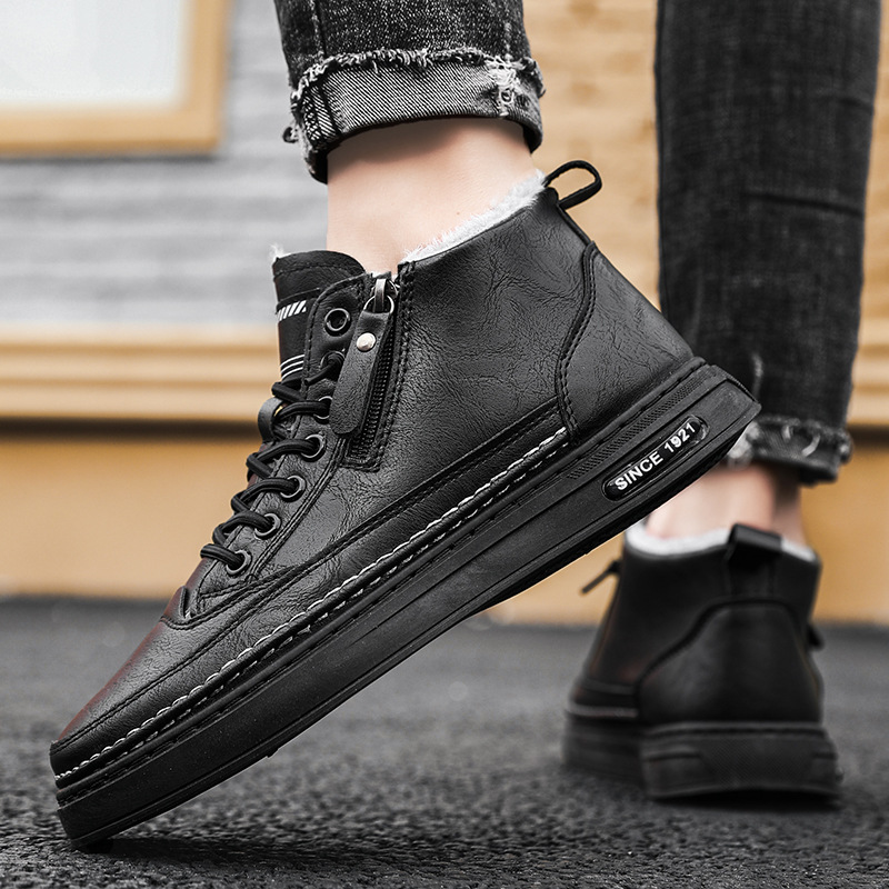 Botas Martin, zapatos de hombre, invierno alto más terciopelo, zapatos de algodón del noreste cálidos y gruesos, botas de algodón impermeables y antideslizantes